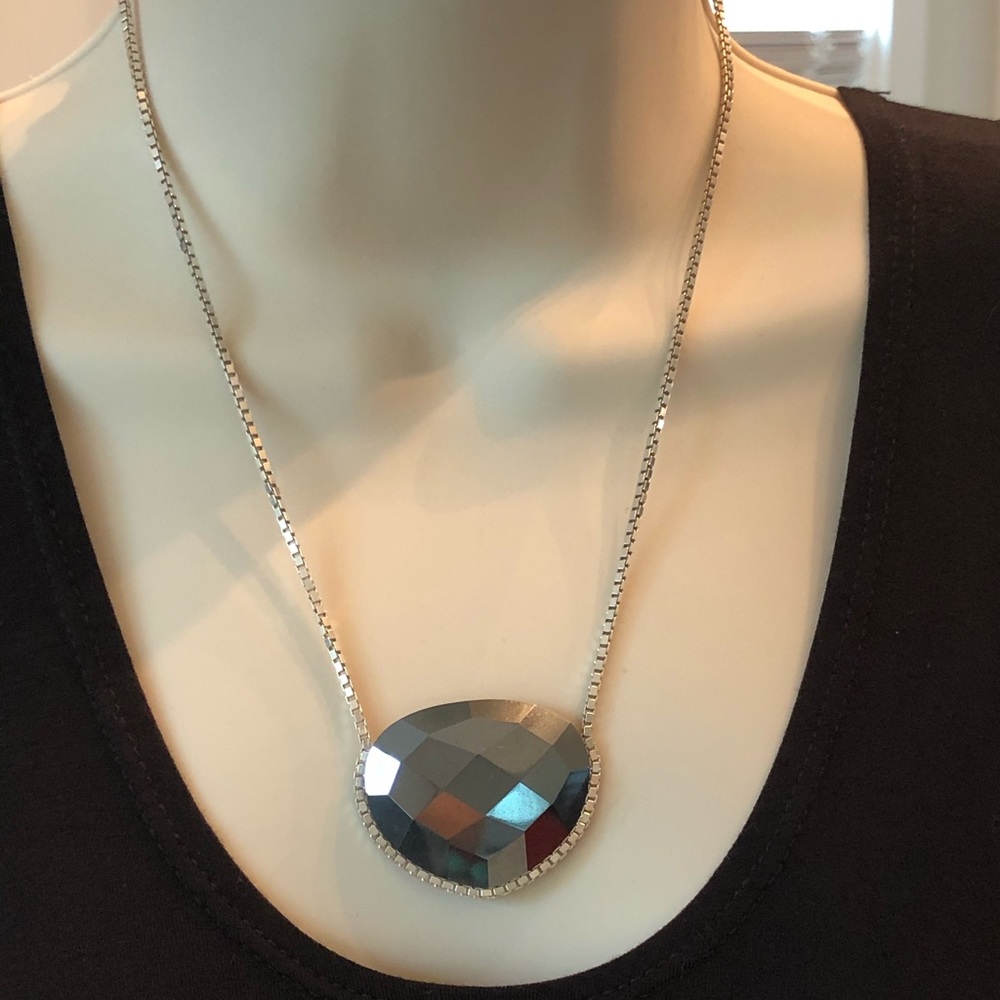 Silpada Large Hematite Pendant Sterling Necklace